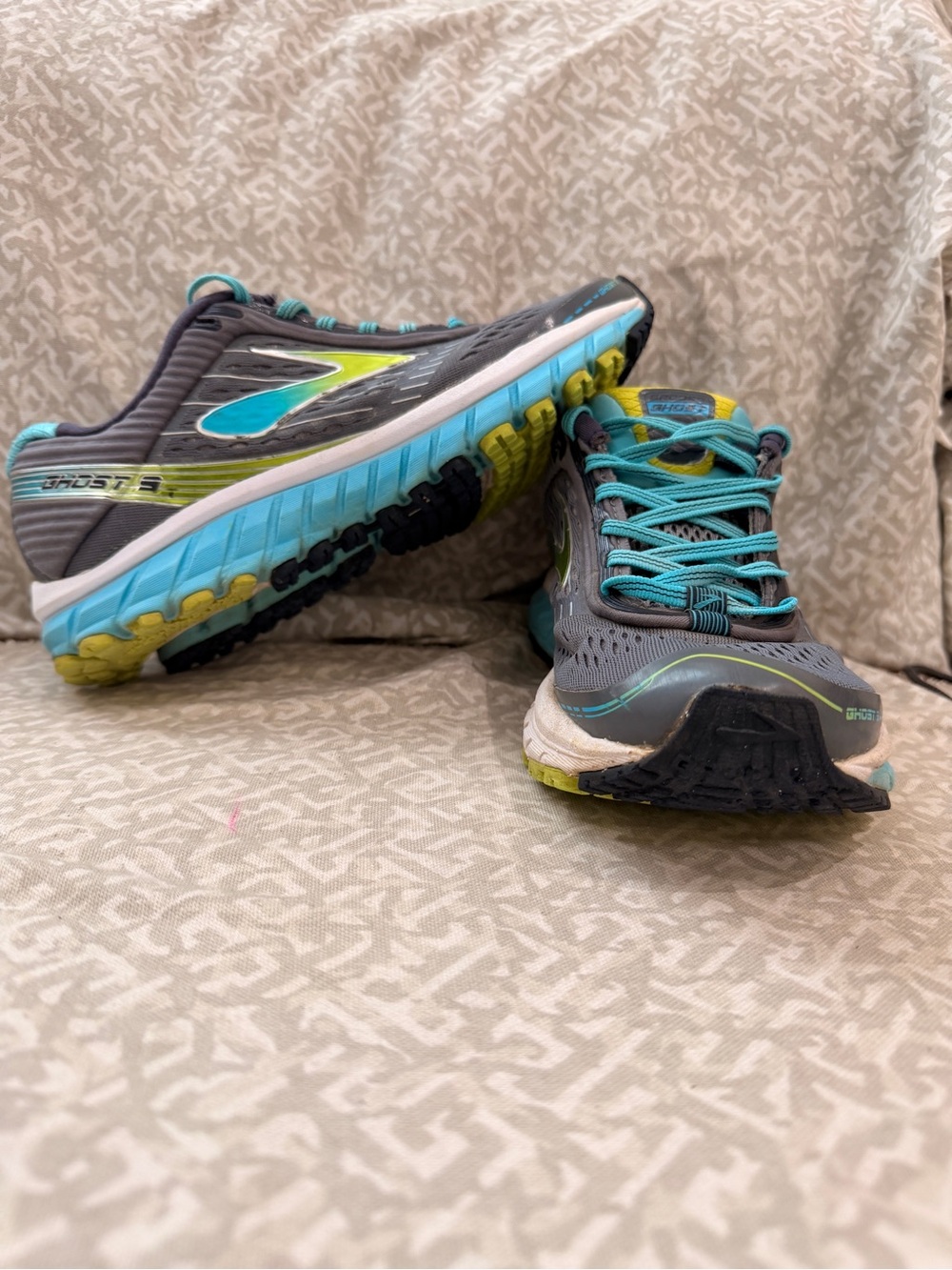Brooks Ghost -  Womens Running Shoes Neon Yellow Blue Gray